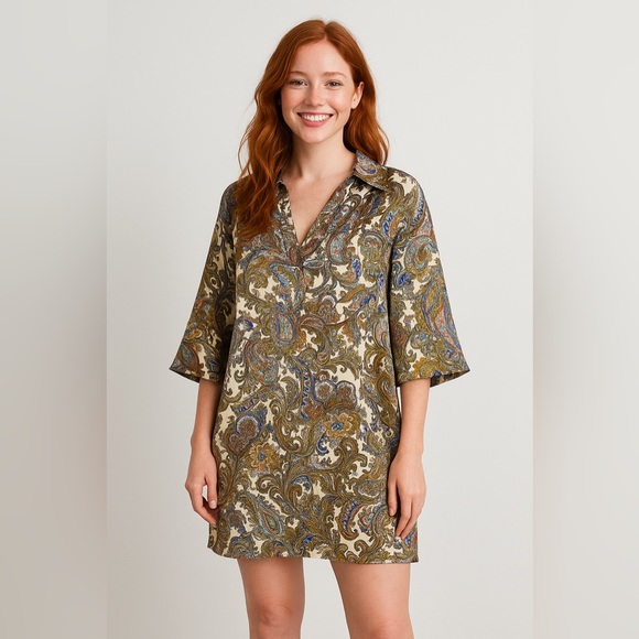 Zara Dresses & Skirts - Zara Paisley Satin Tunic- Size L